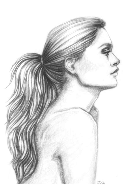 ponytail side view drawing.